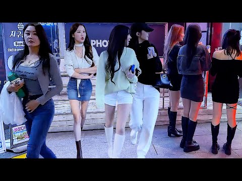 [4K] 토요일 늦은 밤에 강남역 클럽 거리에는 미녀들이 많아서 좋네요  # 강남 # 서울 # 한국