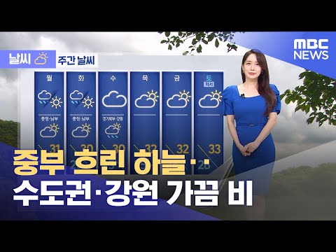 [날씨] 중부 흐린 하늘‥수도권·강원 가끔 비 (2025.08.17/12MBC뉴스)