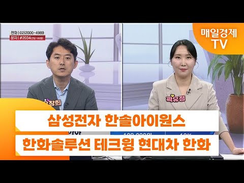 [친절한 종목상담 4989] 삼성전자 한솔아이원스 한화솔루션 테크윙 현대차 한화