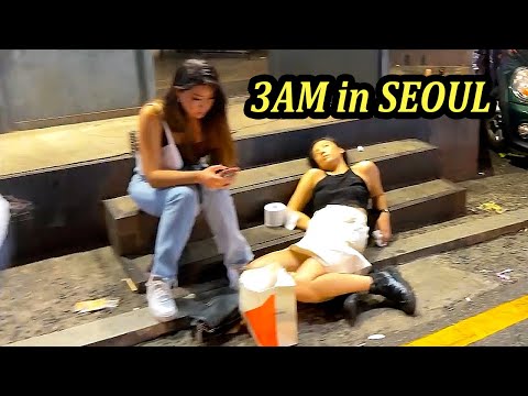 [4K] 새벽 3시가 넘은 시간에 홍대 거리에는 만취녀들이 많네요 # 홍대 # 서울 # 한국 # 가을여행