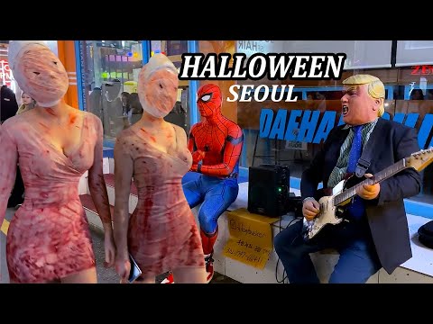 [4K 홍대 거리 할로윈 풍경 ] 유니크한 사람들이 많은 홍대 거리를 함께 걸어요  # 홍대 # 서울 # 한국