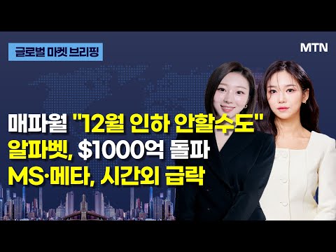 [글로벌 마켓 브리핑] 매파월 "12월 인하 안할수도" 알파벳, $1000억 돌파 MS·메타, 시간외 급 / 머니투데이방송 (증시, 증권)